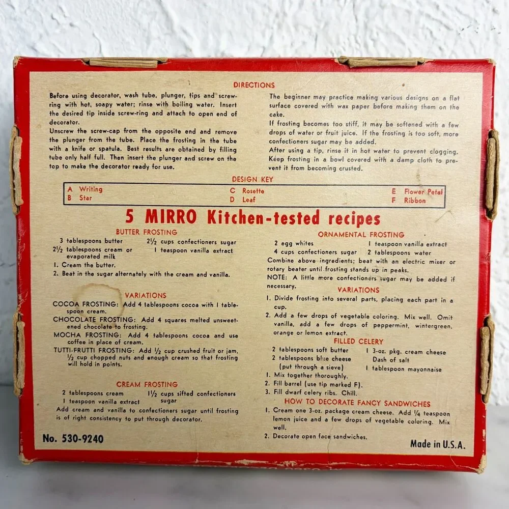 Vintage Mirro Aluminum Decorator Set 6 Tips Icing Frosting Original Box M-0360